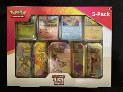 Scarlet & Violet 151 5-Pack of Mini Tins Costco Bundle Pokemon TCG SV151 Meowth - Image 1