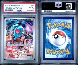 2025 POKEMON SVP EN-SV BLACK STAR PROMO #203 TEAM ROCKET'S WOBBUFFET PSA 8 - Image 3
