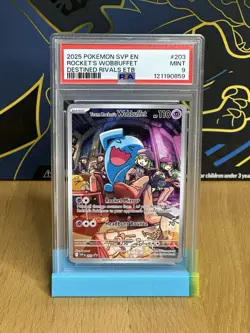 2025 POKEMON SVP EN-SV BLACK STAR PROMO #203 TEAM ROCKET'S WOBBUFFET PSA 9 - Image 1