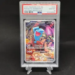 2025 POKEMON SVP EN-SV BLACK STAR PROMO #203 TEAM ROCKET'S WOBBUFFET PSA 10 - Image 1