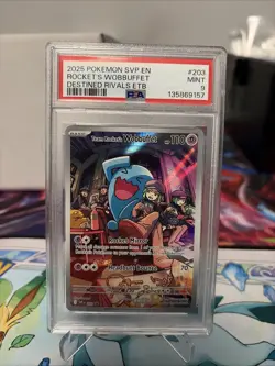2025 POKEMON SVP EN-SV BLACK STAR PROMO #203 TEAM ROCKET'S WOBBUFFET PSA 9 - Image 1