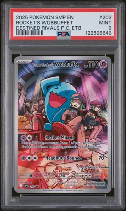 2025 POKEMON SVP EN-SV BLACK STAR PROMO #203 TEAM ROCKET'S WOBBUFFET PSA 9 - Image 1