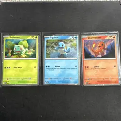 Pokemon 151 Promo Starter Cards Charmander, Squirtle, Bulbasaur Cosmos Holo NM - Image 1