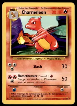 Charmeleon 24/102 Uncommon Base Set Unlimited Pokemon Lightly Played - Image 1