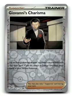 Giovanni's Charisma 161/165 Uncommon 151 Pokemon Reverse Holo NM - Image 1