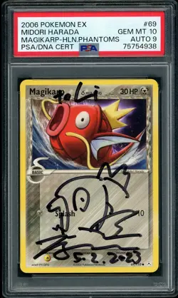 Pokemon Magikarp EX Holon Phantoms Midori Harada Signed Sketched PSA 10 GEM MINT - Image 1