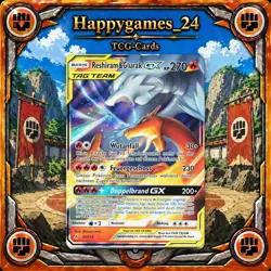 Reshiram & Glurak -GX - Pokemon Karte TCG 20/214 Holo Krafte im Einklang /F37 - Image 1