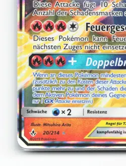 Reshiram & Glurak -GX - Pokemon Karte TCG 20/214 Holo Krafte im Einklang /F37 - Image 5