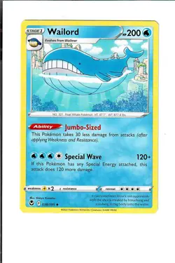 Wailord 038/195 Uncommon Silver Tempest Pokemon Near Mint - Image 1