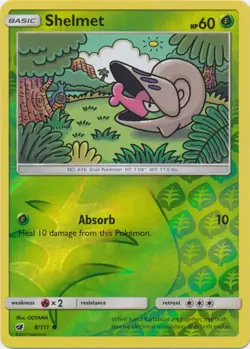 x4 Shelmet - 8/111 - Common - Reverse Holo Pokemon SM4 Crimson Invasion M/NM Eng - Image 1