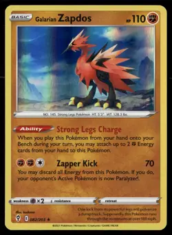 Galarian Zapdos 082/203 Holo Rare Evolving Skies Pokemon Holo NM - Image 1