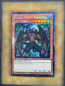 Yugioh Destiny HERO - Malicious RA03-EN001 Prismatic Collector Rare 1st Ed LP - Image 1