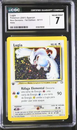 CGC 7 SPANISH Lugia Neo Genesis 1st Edition 9/111 Holo Pokemon Card - Image 1