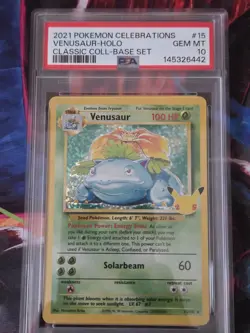 PSA 10 Venusaur 15/102 Pokemon Celebrations Classic Collection Holo Graded Card - Image 1
