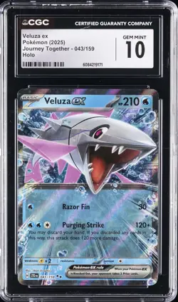 2025 POKEMON JOURNEY TOGETHER - HOLO #043/159 VELUZA EX CGC 10 GEM MINT - Image 1