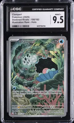 2025 POKEMON DRI EN-DESTINED RIVALS ILLUSTRATION RARE #195 CLAMPERL CGC 9.5 - Image 1