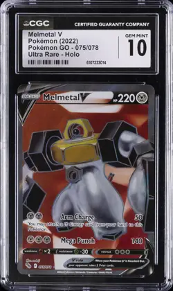 2022 POKEMON POKEMON GO - ULTRA RARE - HOLO #075/078 MELMETAL V CGC 10 GEM MINT - Image 1