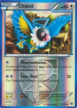Chatot 77/101 Reverse Holo Plasma Blast Pokemon Card NM - Image 1