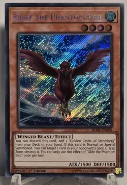 Glife the Phantom Bird BLRR-EN008 Secret Rare 1st Edition Yugioh TCG NM+ - Image 1