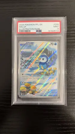 2025 Pokemon Phantasmal Flames - PIPLUP - Illustration Rare - 098/094 PSA Mint 9 - Image 1