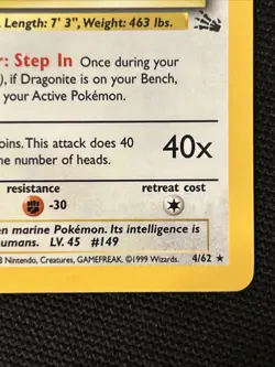 Pokemon Dragonite 4/62 *Near Mint* Fossil ‘Never Played Card’ (Nice Holo) - Image 4