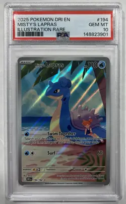 2025 POKEMON DRI EN-DESTINED RIVALS ILLUSTRATION RARE #194 MISTY'S LAPRAS PSA 10 - Image 1