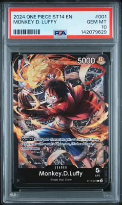 Monkey D. Luffy ST14-001 Leader Card – One Piece Card Game TCG PSA Gem Mint 10 - Image 1