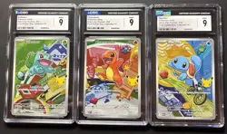 CGC 9 Pokemon Kanto FIRST PARTNER Set Charmander Squirtle Bulbasaur 037 038 039 - Image 1