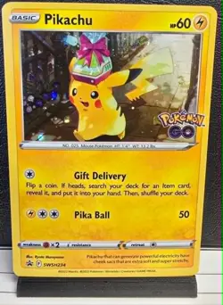 Pokemon Pikachu SWSH234 Black Star Promo Pokemon GO Holo Rare NM - Image 1
