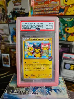 PSA 10 2015 POKEMON JAPANESE XY PROMO #203 PONCHO WEARING PIKACHU MEGA CAMPAIGN - Image 1