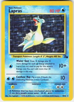 Pokemon Lapras 10/62 Holo Rare Fossil Pokemon Unlimited Holo Near Mint - Image 1