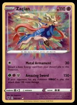ZACIAN 082/185 AMAZING RARE VIVID VOLTAGE POKEMON HOLO NM/M - Image 1