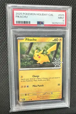 PSA MINT 9 - 2025 POKEMON HOLIDAY CALENDAR 025 PIKACHU - Image 1