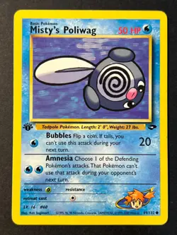 Misty’s Poliwag 89/132 1st edition Gym Challenge Common - Pokemon Card LP - Image 1