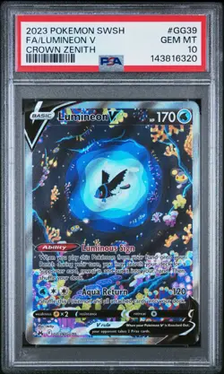 2023 POKEMON SWORD & SHIELD CROWN ZENITH #GG39 FULL ART/LUMINEON V PSA 10 - Image 1