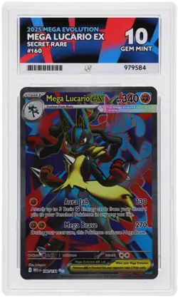 Pokemon TCG Mega Evolution Lucario EX 160/132 Full Art Ultra Rare ACE Graded 10 - Image 1