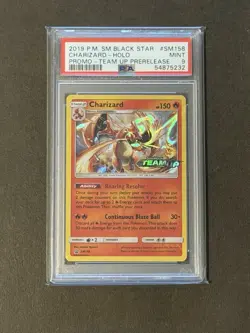 Pokemon PSA 9 Charizard #SM158 Holo 2019 Sun & Moon Team Up Prerelease - Image 2