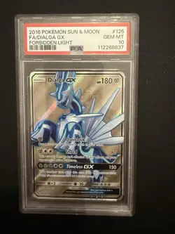 2018 POKEMON SUN & MOON FORBIDDEN LIGHT #125 FULL ART/DIALGA GX PSA 10 - Image 1
