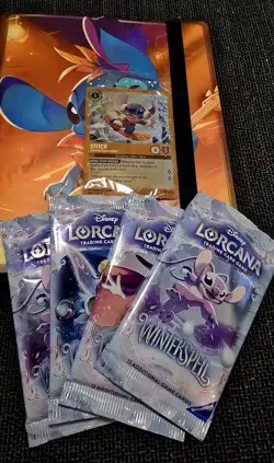 Lorcana: Winterspell Collection Set 4 OPENED BOOSTER PACKS + STITCH PROMO - Image 2