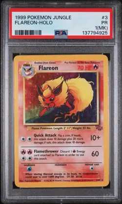 Flareon Jungle Holo Pokemon Card WOTC PSA 1 - Image 1