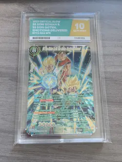 Dragon Ball Super TCG Gohan, Goten, Goku Card BT22-066 SPR Graded Ace 10 - Image 1