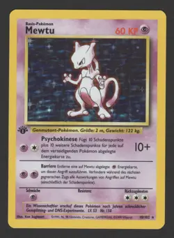 Mewtwo Holo 1st Edition Base Set 10/102 GER - Pokemon Card Holo Rare - Image 1