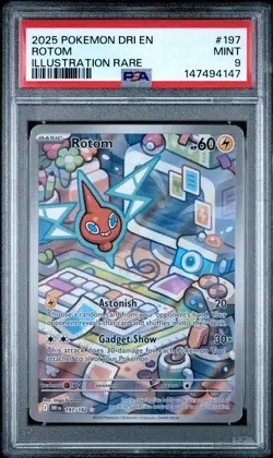 2025 POKEMON DRI EN-DESTINED RIVALS ILLUSTRATION RARE #197 ROTOM PSA 9 - Image 1