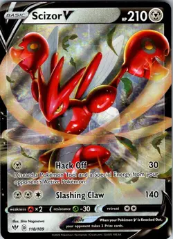 SCIZOR V 118/189 HOLO V RARE DARKNESS ABLAZE POKEMON HOLO NEAR MINT - Image 1