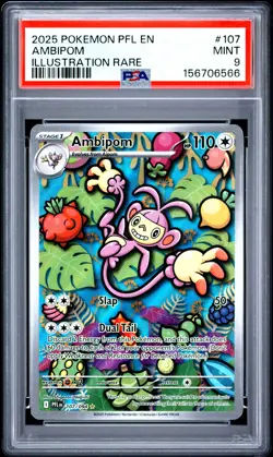 2025 POKEMON PFL EN-PHANTASMAL FLAMES ILLUSTRATION RARE #107 AMBIPOM PSA 9 - Image 1