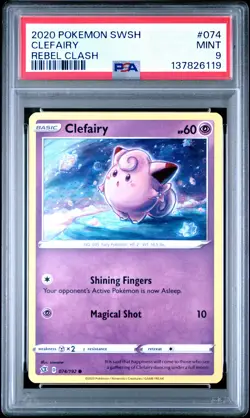 2020 POKEMON SWORD & SHIELD REBEL CLASH #074 CLEFAIRY PSA 9 - Image 1