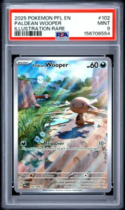 2025 POKEMON PFL EN-PHANTASMAL FLAMES ILLUSTRATION RARE PALDEAN WOOPER PSA 9 - Image 1