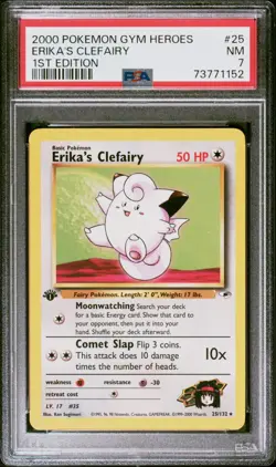 Pokemon TCG Erika's Clefairy Gym Heroes 25/132 Regular 1st Edition Rare PSA 7 NM - Image 1