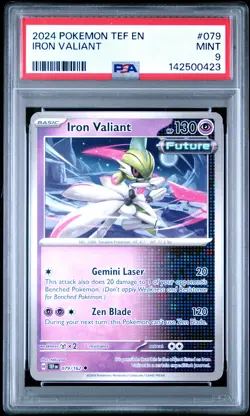 2024 POKEMON TEF EN-TEMPORAL FORCES #079 IRON VALIANT PSA 9 - Image 1