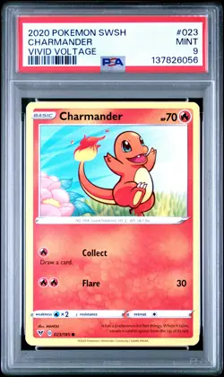 2020 POKEMON SWORD & SHIELD VIVID VOLTAGE #023 CHARMANDER PSA 9 - Image 1